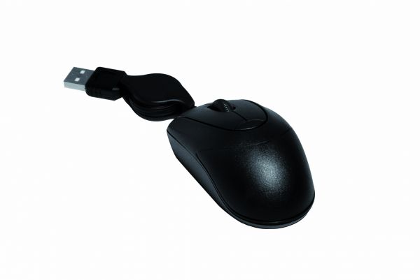 MOUSE USB OPTICO MINI PRETO  RETRATIL MINI